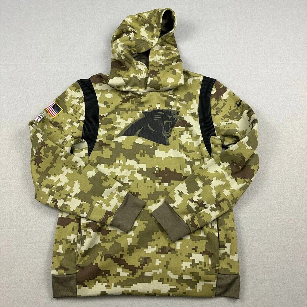 Carolina Panthers Hoodie Boys XL 18/20 Camo Nike On Field Salute Service